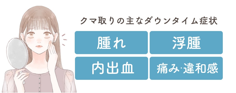 クマ取りのダウンタイムの主な症状