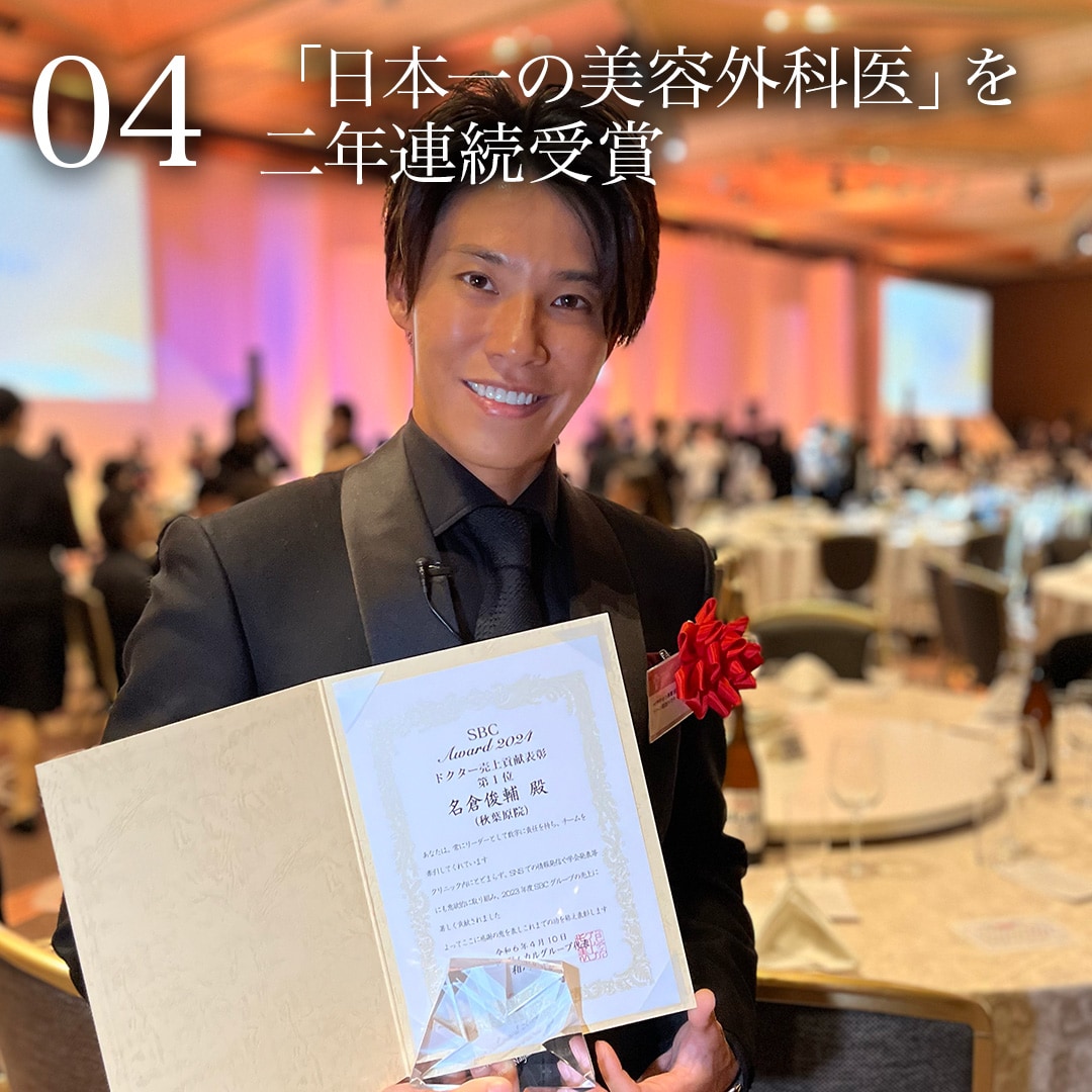 04.Named the 'Best Aesthetic Surgeon in Japan' for two consecutive years.