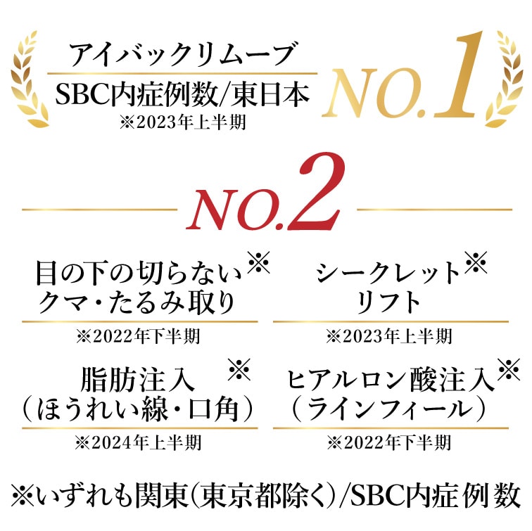 SBC内若返り施術症例数上位ランキング入り