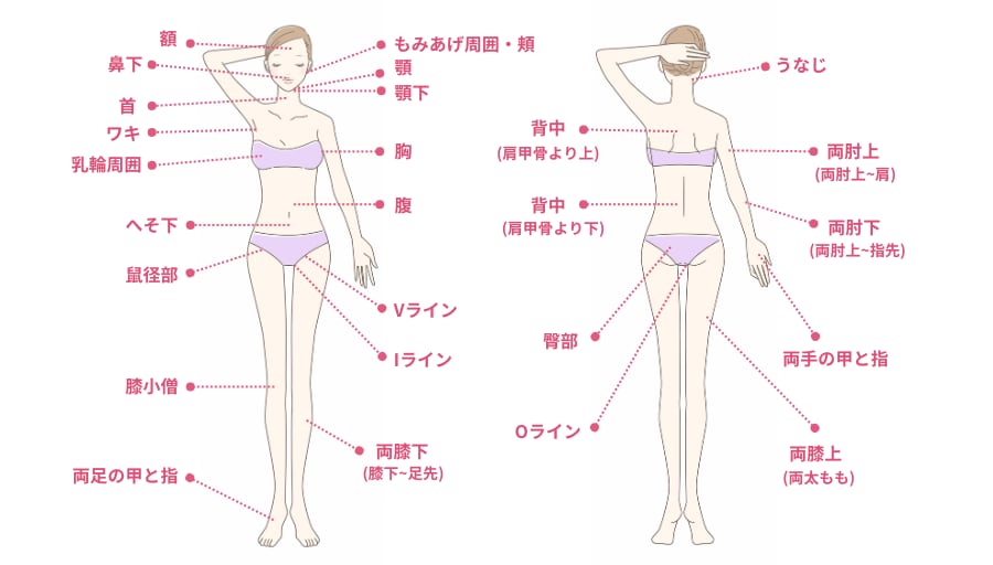 部位単位〜全身まで豊富なメニュー