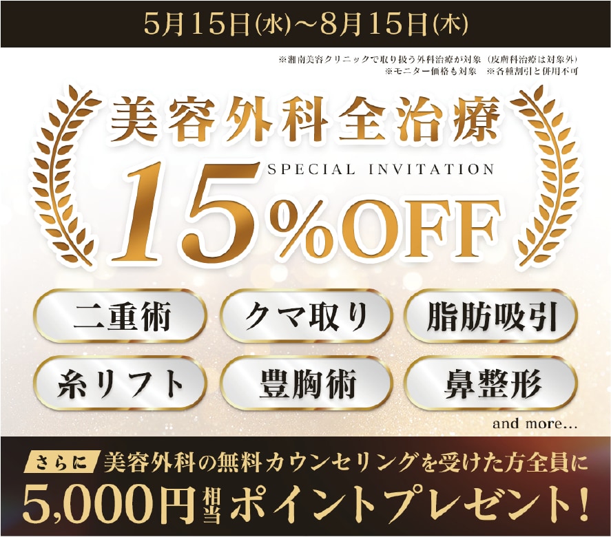 【もうすぐ終了】全外科治療15％OFFキャンペーン実施中！