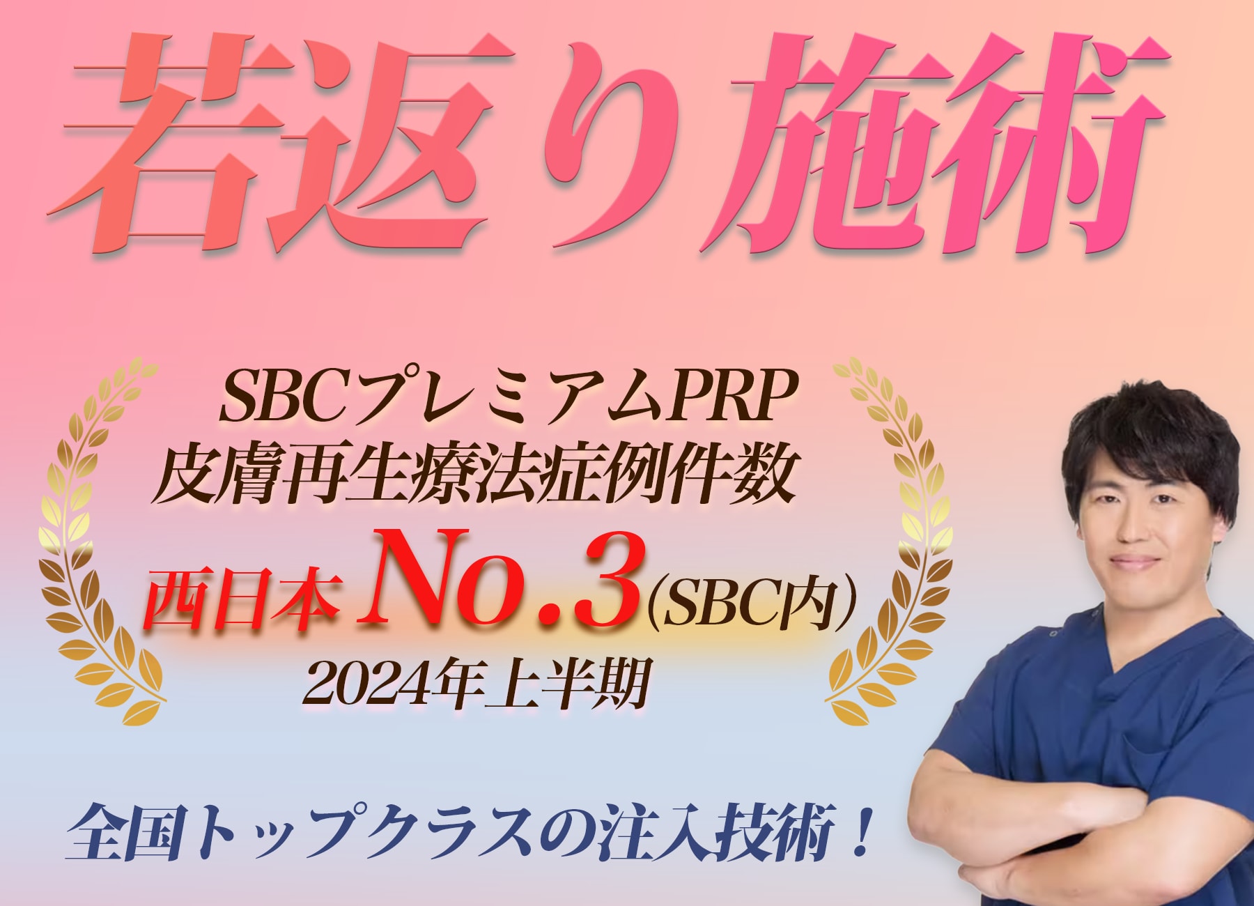 👑全国トップクラスの注入技術！<br />
プレミアムPRP皮膚再生医療法西日本３位！（2024年上半期SBC内症例数）