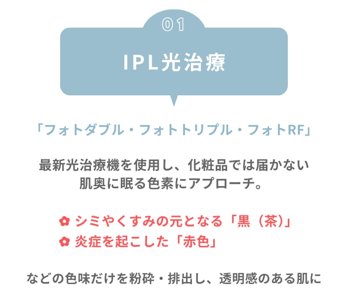 【IPL光治療】シミ・赤みなどの色ノイズがない美肌へ！